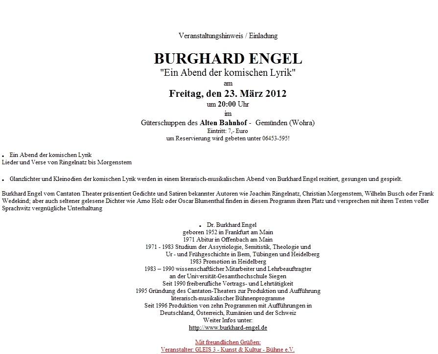 Lyrik-Abend Burghard Engel